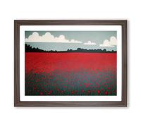 Sublime Poppy Field Flowers Framed Print | A2 Walnut Framed Wall Art | Ready to Hang | Modern Floral Picture | Living Room Bedroom Lounge Office