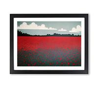 Sublime Poppy Field Flowers Framed Print | A3 Black Framed Wall Art | Ready to Hang | Modern Floral Picture | Living Room Bedroom Lounge Office