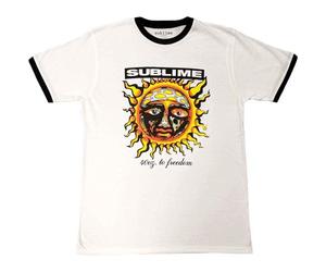 Sublime Ringer T Shirt 40oz to Freedom Band Logo Official Unisex White XL