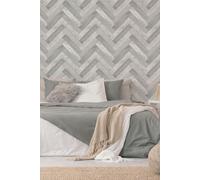 Sublime Rustic Wood Parquet Natural / Gold Wallpaper Sublime White One Size