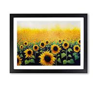 Sublime Sunflower Field Framed Print | A2 Black Framed Wall Art | Ready to Hang | Modern Floral Picture | Living Room Bedroom Lounge Office
