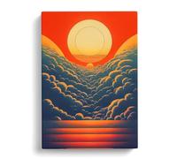 Sublime Sunset Abstract Blue, Red, Peach Canvas Print | Gallery Wrapped 30mm Frame Wall Art | 30x20 inches | Ready to Hang | Abstract Landscape Picture | Living Room Bedroom Lounge Office