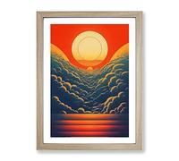 Sublime Sunset Abstract Framed Print for Living Room Bedroom Home Office Décor, Wall Art Picture Ready to Hang, Oak A2 Frame (64 x 46 cm)