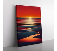 Sublime Sunset View Blue, Red, Red Canvas Wall Art Print Ready to Hang, Framed Picture for Living Room Bedroom Home Office Décor, 76x50 cm (30x20 Inch)
