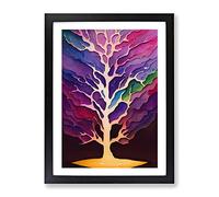 Sublime Tree No.1 Abstract Framed Print | A2 Black Framed Wall Art | Ready to Hang | Abstract Floral Picture | Living Room Bedroom Lounge Office