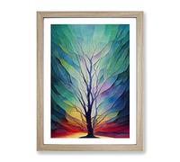 Sublime Tree No.2 Abstract Framed Print | A3 Oak Framed Wall Art | Ready to Hang | Abstract Floral Picture | Living Room Bedroom Lounge Office