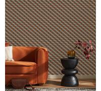 Sublime Vintage Geometrics Brown Wallpaper in White | Size: 10000mm x 520mm