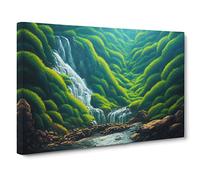 Sublime Waterfall Canvas Print | Gallery Wrapped 30mm Frame Wall Art | 30x20 inches | Ready to Hang | Contemporary Landscape Picture | Living Room Bedroom Lounge Office