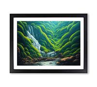 Sublime Waterfall Framed Print | A4 Black Framed Wall Art | Ready to Hang | Modern Landscape Picture | Living Room Bedroom Lounge Office