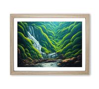 Sublime Waterfall Framed Print | A4 Oak Framed Wall Art | Ready to Hang | Modern Landscape Picture | Living Room Bedroom Lounge Office