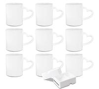 SUBLOVER Set of 9 Sublimtion Blanks Ceramic White Tazas para Coffee Mugs 11OZ Sublimation Cups Bulk for Christmas for Mug Press Machine