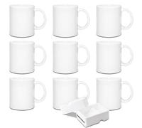 SUBLOVER Set of 9 Sublimtion Blanks Ceramic White Tazas para Coffee Mugs 11OZ Sublimation Cups Bulk for Christmas for Mug Press Machine