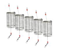 SUBLXPoten Fishing Bait Cage Holder 5x Solid Fishing Feeder Cage Trap Basket Container Carp Lure Attracting Mesh Cages Fishing Tackles Snaps Accessories(M)