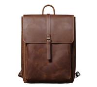 SUBLXPoten Leather Backpack Mens Men's Retro Leather Backpack Simple Flap Travel Bag Women Cowhide Deluxe Schoolbag Daily Commuter Backpacks