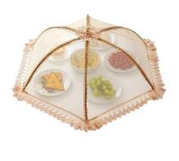 SUBLXPoten Mesh Food Cover Mesh Food Cover Hexagon Foldable Dining Table Organization Classy Umbrella Style Meal Cover(Light brown)