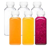 SUBLXPoten Plastic Juice Bottles 6pcs 12oz Plastic Bottles With Caps, Juice Containers, Reusable Juicing, Smoothie Bottle, Drink With Lids