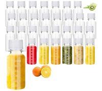 SUBLXPoten Plastic Juice Bottles Plastic Bottles With Scale, Small Clear Ginger Shots, Mini Water Bottle, Vanilla Hot Sauce Juice, 48 Pcs, 2oz