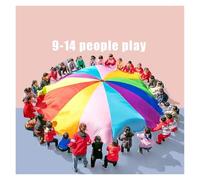 SUBLXPoten Play Parachute 2M/6M Diameter Outdoor Teamwork Game Prop Rainbow Parachute Toys Jump Bag Bounce Play Mat School Activity Puzzle Game(3.0M)