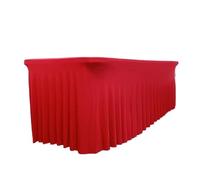 SUBLXPoten Tablecloth with Pleated Skirt Rectangle Table Skirts Fitted Covers TableCloth for Conference Wedding 4/6/8FT(Dark red,4FT-122x60x76cm)