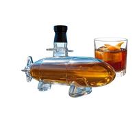 Submarine Bottle - 500ml Whiskey Decanter | Novelty Dark Blue Embellished Alcohol Storage Container Bar Display Bottle