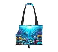 Submarine Coral Rays Pattern pet going out bag - lightweight travel cat bag, breathable shoulder bag for small dogs