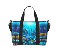 Submarine Coral Rays Travel Duffle Bag-Lightweight Carry On Weekender for Men Women, Waterproof Overnight Bag for Gym Weekend Trips