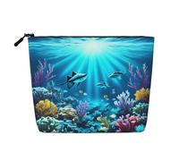 Submarine Coral Rays Versatile Travel Toiletry Bag - Fake Hemp Makeup Bag for Multi-use - Cosmetic Accessories Organizer