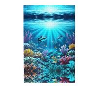 Submarine Coral Rays Wooden Jigsaw Puzzle 1000 Pieces-Relaxing Family Activity for Adults, Colourful Landscape Puzzle in Plastic Box, Home Decor Gift