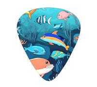Submarine Dolphins Guitar Plectrum Set Of 12, Including 3 Thicknesses Of Plectrums For Acoustic Guitars, &Ukuleles And More.
