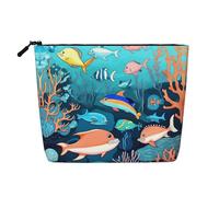 Submarine Dolphins Single-Layer Linen-Look Makeup Pouch with Zipper Ensuring for Your Daily or Travel Needs