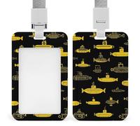 Submarine Pattern Printed Badge Holder with Lanyard Plastic Name ID Card Cases Work Tag