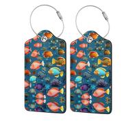Submarine Reef Fish 4 PCS Business Travel PU Leather Label Suitable for Handbags/Backpacks/Luggage