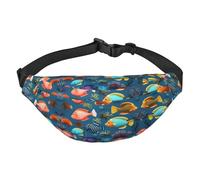 Submarine reef fish Boys large waist bag, travel crossbody waist bag, suitable for enjoying sports, running, cycling, travel, fishing