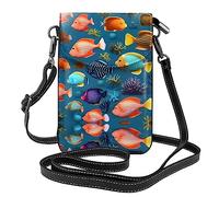 Submarine reef fish Lightweight leather crossbody phone bag, women's shoulder bag cell phone wallet, travel bag with credit card slots,