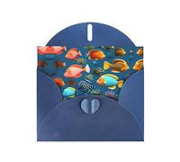 Submarine reef fish print Blue Pearlescent Paper Holiday Card with Envelope. Suitable for birthday wishes wedding congratulations and condolences.