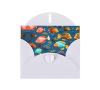 Submarine reef fish print White Pearlescent Paper Holiday Card with Envelope. Suitable for birthday wishes wedding congratulations and condolences.