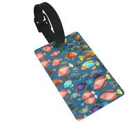 Submarine Reef Fish Printed Luggage Tags-Essential Travel Items to Protect Privacy, Easy Luggage Identification for Suitcases