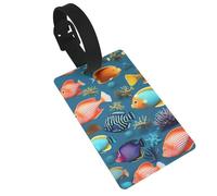 Submarine Reef Fish PVC Luggage Tag for Suitcases, Durable Travel ID Label with Name Card Removable Strap for Bags, 1 Pack