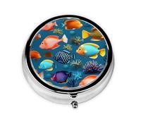 Submarine Reef Fish Round Pill boxï¼ŒPill Boxï¼Œ Portable On-The-Go Pocket Pharmacy,