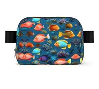 Submarine reef fish Square-shaped Waist Bag with Durable Polyester and Adjustable Strap for Daily Outdoor Wearing
