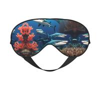 Submarine Shark Coral Print Eye Mask for Comfortable Sleep – Elastic Nighttime Shade, Perfect for Plane, Travel, and Meditation
