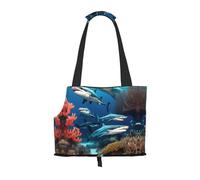 Submarine shark coral Printed pet shoulder bag for going out - small dog and cat dual-purpose shoulder bag