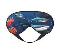 Submarine Shark Coral Prints Double-Sided Eye Mask Adjustable Design Light-Blocking and Breathable Suitable for Rest and Travel.