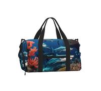 Submarine Shark Coral Sports Duffel Bag with Shoe Compartment-Lightweight Gym Weekender for Men Women, Waterproof Travel Tote with Wet Pocket
