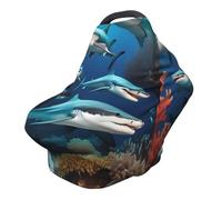 Submarine shark coral Versatile full-print Stroller Chair Cover/Nursing Cover, specially designed for your baby