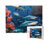 Submarine shark coral Wooden Picture Puzzle 500 Pieces - Horizontal Jigsaw, Family Leisure and Brain Challenge