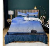 Submarine Single Duvet Cover Set, 3D Print Blue Sea Duvet Covers Submarine Bedding Soft Microfibre Quilt Cover with Pillowcases and Zipper H2419