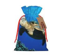 Submarine Turtle Under The Sea Christmas Canvas Gift Bag With Drawstring,Reusable Personalizedgift Bag