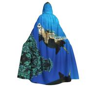 Submarine Turtle Under The Sea Printed Hooded Cloak Robe Cloak Witch Vampires Grim Reaper Devil For Boy Girl Cosplay Costume