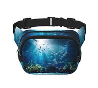 submarine world Pattern trendy fashionable waist bag, unisex travel sports messenger bag